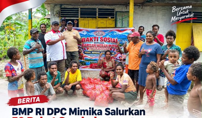 BMP RI DPC Mimika Salurkan 50 Paket Sembako kepada Masyarakat di Kampung Pigapu Kabupaten Mimika