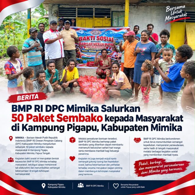 BMP RI DPC Mimika Salurkan 50 Paket Sembako kepada Masyarakat